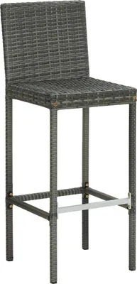 Produktbild von vidaXL Garten-Barhocker mit Kissen 2 Stk. Grau Poly Rattan
