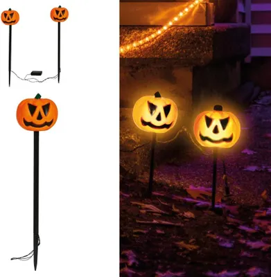 Produktbild von 2 Kürbis Laternen mit Licht 50cm