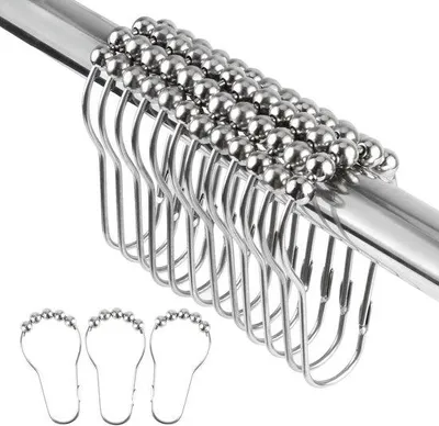 Produktbild von 36-teilig RVS ophangset mit Schiebesystem für Duschvorhang, Metallring für Duschvorhangstange