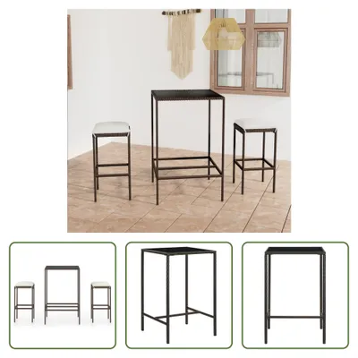 Produktbild von The Living Store 3-tlg. Gartenbar-Set mit Kissen Poly Rattan Braun