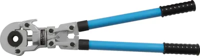 Produktbild von Handpresszange für Kupferrohre - Presszange CW-1632 - V/TH-Kontur V12–V28 TH16–TH32 - 360° drehbarer Kopf - Kohlenstoffstahl - Dunkelblau