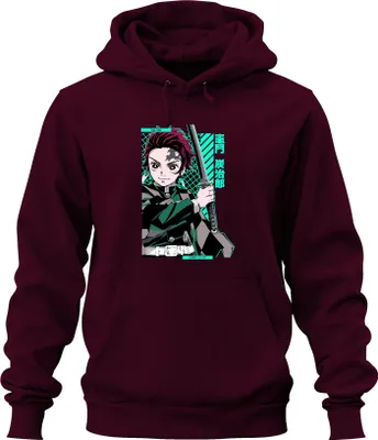 Produktbild von Tanjiro Demon Slayer Kamado Schwert Anime Manga Geschenk Cosplay Uni Hoodie Kapuzenpullover, Burgundy, XL