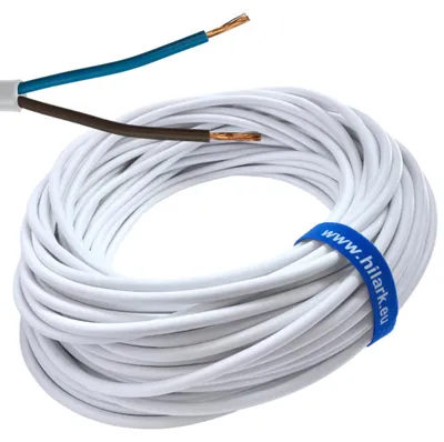 Productafbeelding van H03VV-F OMY 2x0,75 kabel, rond, wit, klasse 5, 75 meter