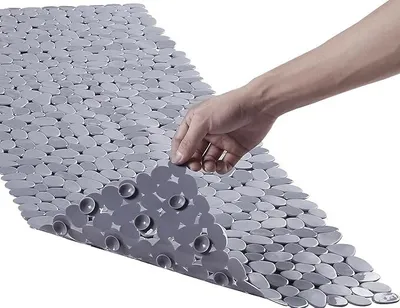 Produktbild von Extra großer rutschfester Badewannenmatte für Kinder und Senioren, Antirutsch-Badewannenmatte mit Ablauflöchern und Saugnäpfen, 88*40cm, Grau.