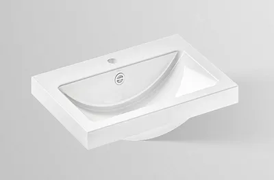 Produktbild von Alape AB.R585H.1 Aufsatzbecken, rechteckig, 585 x 405 mm, glasiert, Weiß, mit Hahnloch und Überlauf / Waschtisch / Waschbecken