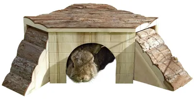 Obrázek produktu pro Dřevěný domeček pro zvířata – rozměry 37 x 37 x 16 cm, s rampami