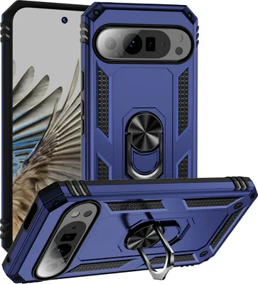 Produktbild von Schutzhülle für Google Pixel 10 / Pixel 10 Pro Dual Layer Robust Militäre Fallschutz Hülle mit Ringhalterung Ständer Blau