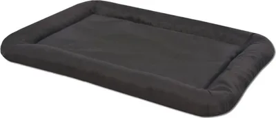 A black dog bed is shown from a slightly elevated angle against a white background.