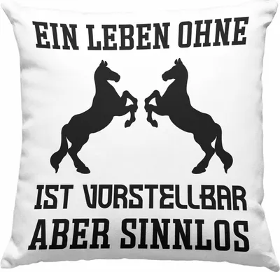 Produktbild von Trendation - Pferde Deko-Kissen mit Füllung 40x40 Lustig Reiterin Geschenk Pferde Geschenke Mädchen Pferdeliebhaber Lustig (Rosa)