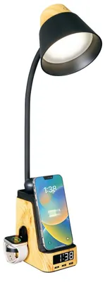 Image de Lampe de table LED Immax IDEAL avec recharge QI  CCT bois clair/noir