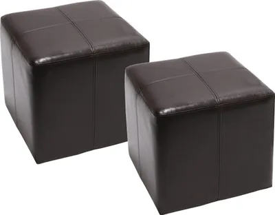 Zdjęcie produktu dla zestaw 2 taboretów Onex, skóra + imitacja skóry , 36x36x36cm z certyfikatem ~ brązowy
