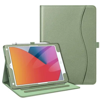 Produktbild von Fintie Hülle für iPad 9. Generation 2021/8. Gen 2020/7. Gen 2019 10.2 Zoll, [Eckenschutz] Multi-Winkel Betrachtung Folio Stand Schutzhülle mit Dokumentschlitze, Auto Sleep/Wake, Pastellgrün