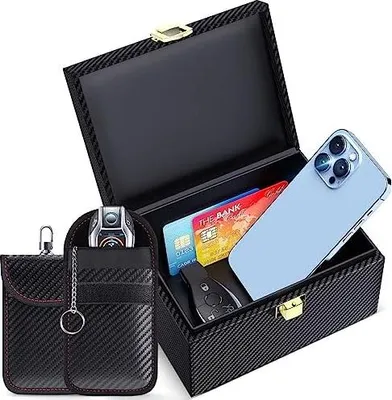 Produktbild von lanpard Keyless Go Schutz Autoschlüssel Box, Faraday Box & Faradayschutzhülle (2 STK) für Sicheren Schutz, Keyless Go Schutz von Handy, Kreditkarte und Autoschlüssel