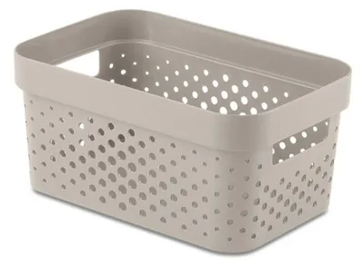 Image de Boîte de rangement INFINITY, 4,5 litres, plastique recyclé, beige à pois