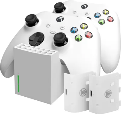 Produktbild von snakebyte TWIN:CHARGE SX weiß - Ladestation für Xbox Series S|X Controller, Ladegerät für 2 Wireless-Gamepads, inkl. 2x 800mAh Akkus, Xbox-Design