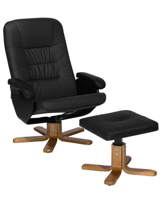 Produktbild von BELIANI Massagesessel Schwarz Kunstleder Gesteppt mit Fußhocker Heizfunktion Liegefunktion Drehbar Büro Arbeitszimmer Drehsessel Polstersessel