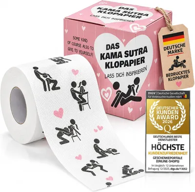 Produktbild von Kamasutra Toilettenpapier 400 Blatt Mehrlagig - Lustiges Klopapier mit Motiv für Erwachsene - Witziger Scherzartikel als Gag-Geschenk
