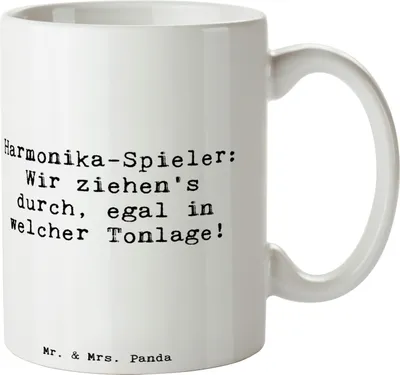Produktbild von Mr. & Mrs. Panda Becher Spruch Harmonika Spieler - Weiß - Geschenk, Musiker, Teetasse, Tasse, Kaffeetasse, keramik, Pott, Spaß, Volksmusik, Musikinstrument, Lernen, Musik
