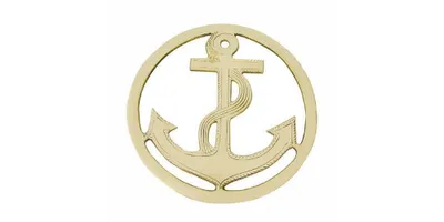 Produktbild von Maritimer Topfuntersetzer aus Messing Rund mit Anker und Tau