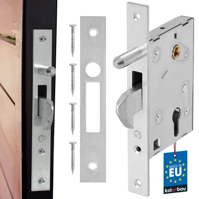 Productafbeelding van Haakslot - Schuifdeurslot - Insteekslot F-60 - Verzinkt staal - Zilver - 65 mm doornmaat