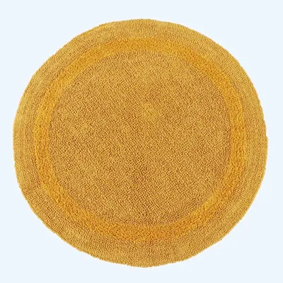Produktbild von HOMESCAPES Runde Battematte senfgelb 80 cm aus 100% Baumwolle