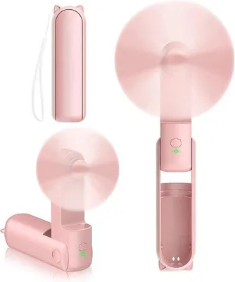 Image de Mini-ventilateur portable 3-en-1 rechargeable par USB avec batterie externe et lampe de poche