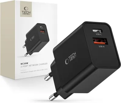Zdjęcie produktu dla Tech-Protect Nc30W 2-Port Network Charger Pd30W/Qc3.0 Black