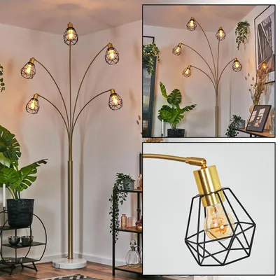 Produktbild von Campo moderne Stehlampe aus Metall in Messing gebürstet/Schwarz/Weiß