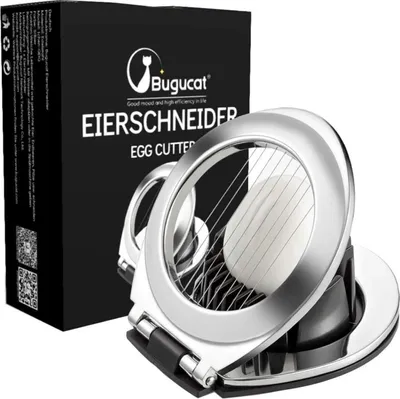 Image de Bugucat coupe-œufs acier inoxydable 2 en 1 Egg Slicer Splitter Chopper argent