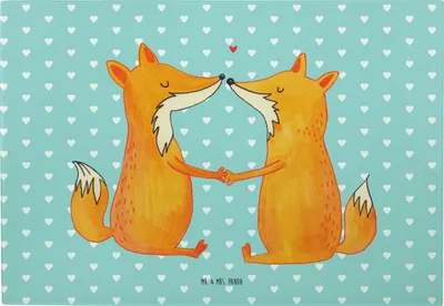 Produktbild von Mr. & Mrs. Panda Schneidebrett Füchse Liebe - Türkis Pastell - Geschenk, Fox, Brotzeitplatte, Freundin, Hackbrett, Partner, Glas, Fuchs, vesperbrett, Paar, Servierplatte