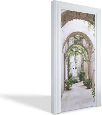 Produktbild von Türdeko Aufkleber Selbstklebende Wandsticker Personalisiert - Grüner Innenhof - 95 x 205 cm