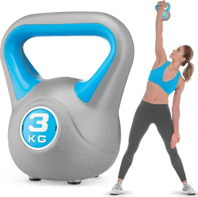 Produktbild von Gymtek® Kettlebell Hantel - 3kg Gewicht - Kugelhantel, Schwunghantel, Kugelgewicht für Home Gym, Fitness, Pilates, Krafttraining