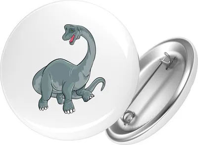 Produktbild von Huuraa Button Brachiosaurus Dinosaurier 25mm rund mit Sicherheitsnadel Ansteckbutton Geschenkidee
