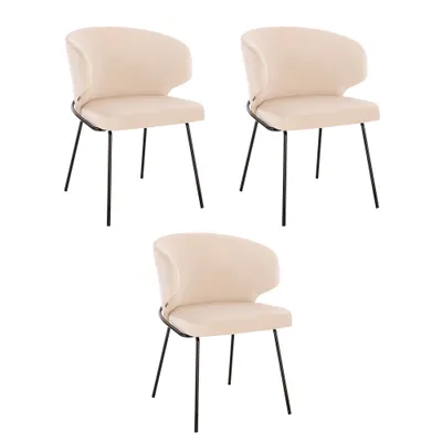 Zdjęcie produktu dla HOME DELUXE - Krzesło tapicerowane AMARA- 3 sztuki, kolor: aksamitny beż - miękka tapicerka, nośność do 120 kg I Krzesło kuchenne Krzesła do jadalni Krzesła do jadalni