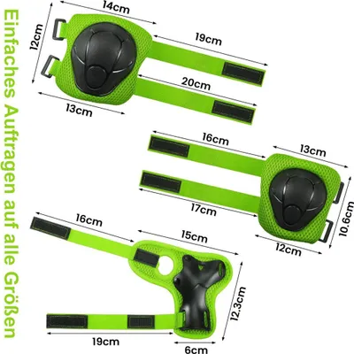 Produktbild von 6-teiliges Kinder Inliner Schoner Set - Knie-, Ellenbogen- und Handgelenkschützer für Skaten, Radfahren, Skateboard & Roller