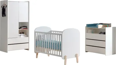 Produktbild von Babyzimmer Set Karilynn 3 Babyzimmer komplett Massivholz+MDF Weiß