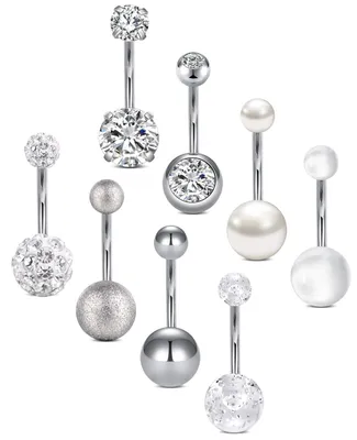 Zdjęcie produktu dla Dailygoody - Patyczki do pępka - Stal chirurgiczna - Piercing 14G - Biżuteria - Koraliki z kryształu - Stal nierdzewna - Idealne na każdą okazję