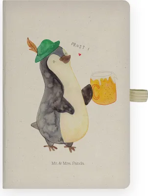 Produktbild von Mr. & Mrs. Panda notizbuch Pinguin Bier - Transparent - Geschenk, Pinguine, Kladde, Journal, Beschwippst, , kariertes, Adressbuch, Tagebuch