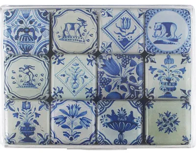 Immagine prodotto di Mini-magnete "Piastrelle di Delfft", blu e bianco.