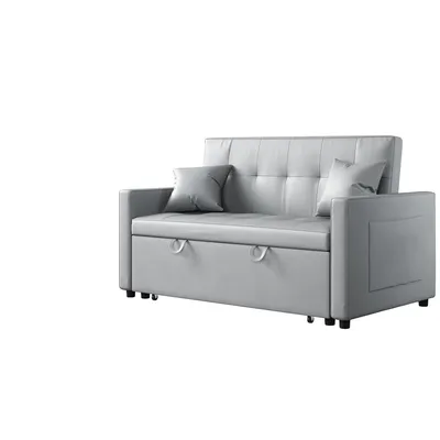 Produktbild von SONNI 140x94x78cm Hellgraues Doppel-Schlafsofa Sofa und Bett in einem, feuerfester Schaumstoff, Katzenkrallen-Stoff, mit Aufbewahrungstasche