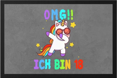 Produktbild von OMG! Ich Bin 18 Fußmatte Unicorn Einhorn Dap Lustig Geschenkidee zum 18. Geburtstag