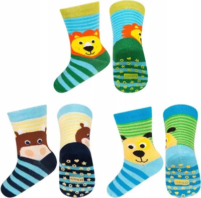 Produktbild von Bunte Socken 3 Paar für Kinder - Antirutschsocken ideal als Geschenk für Kinder - Größe: 22-24