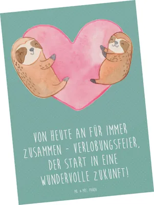 Produktbild von Mr. & Mrs. Panda Postkarte Verlobungsfeier Zusammen - Meeresbrise - Geschenk, Lachen, Geschenke, bildkarte, Feier, Freunde, Heiraten, Ansichtskarte, Postkarten, Grußkarte