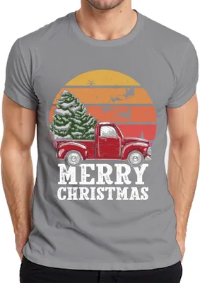 Produktbild von Merry Christmas Truck Weihnachtsbaum - Weihnachten Weihnachtsgeschenk Christmas Herren T-Shirt, Grau, M