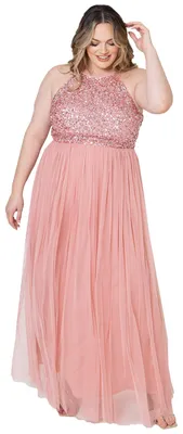 Produktbild von Maya Deluxe Women's Pailletten Cocktailkleid Damen Tüllkleid Kleid Nackenband Ab