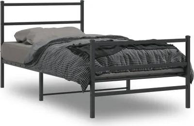 Image de Maison Exclusive - Sommier avec tête et pied de lit en métal noir 100x190 cm