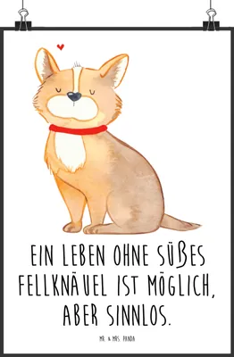 Produktbild von Mr. & Mrs. Panda Bild Hund Glück DIN A0 - Weiß - Geschenk, Spruch, drucke, Sprüche, Wandbild, Plakat, wanddeko, Liebe, Herz, glücklich, Kunstdruck
