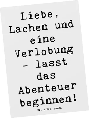 Produktbild von Mr. & Mrs. Panda Postkarte Spruch Verlobungsfeier Abenteuer - Weiß - Geschenk, Vorfreude, Heiraten, bildkarte, Liebe, Engagement, Grußkarte, Geschenke, Ansichtskarte
