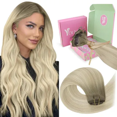 Obrázok produktu pre Clip-in predlžovanie vlasov, prírodné vlasy, ombre, blond, 45 cm, 135 g