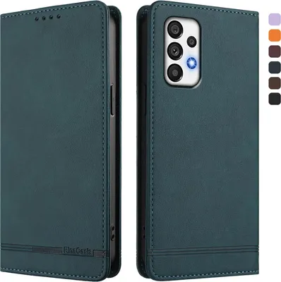 Produktbild von Hülle für Samsung Galaxy A73 5G, Retro Kunstleder Ständer Klapphülle mit Kartenfächer und Magnetische Grün
